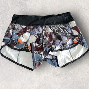 Lululemon Run Speed Shorts 2 Biggie So Fly Butterfly Pizzaz Multi Black Blue